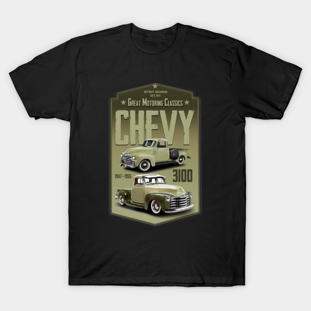Chevy 3100 Classic 2 T-Shirt by hardtbonez